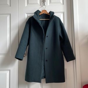 Uniqlo Teal hooded cocoon coat sz xs (runs large)